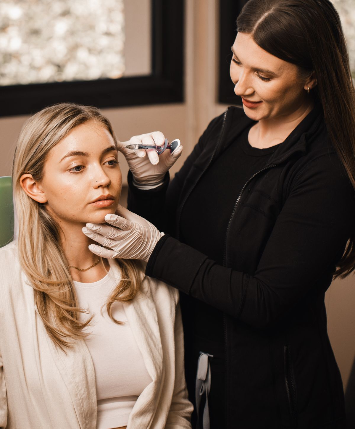Cosmetic treatment session in a beauty clinic.