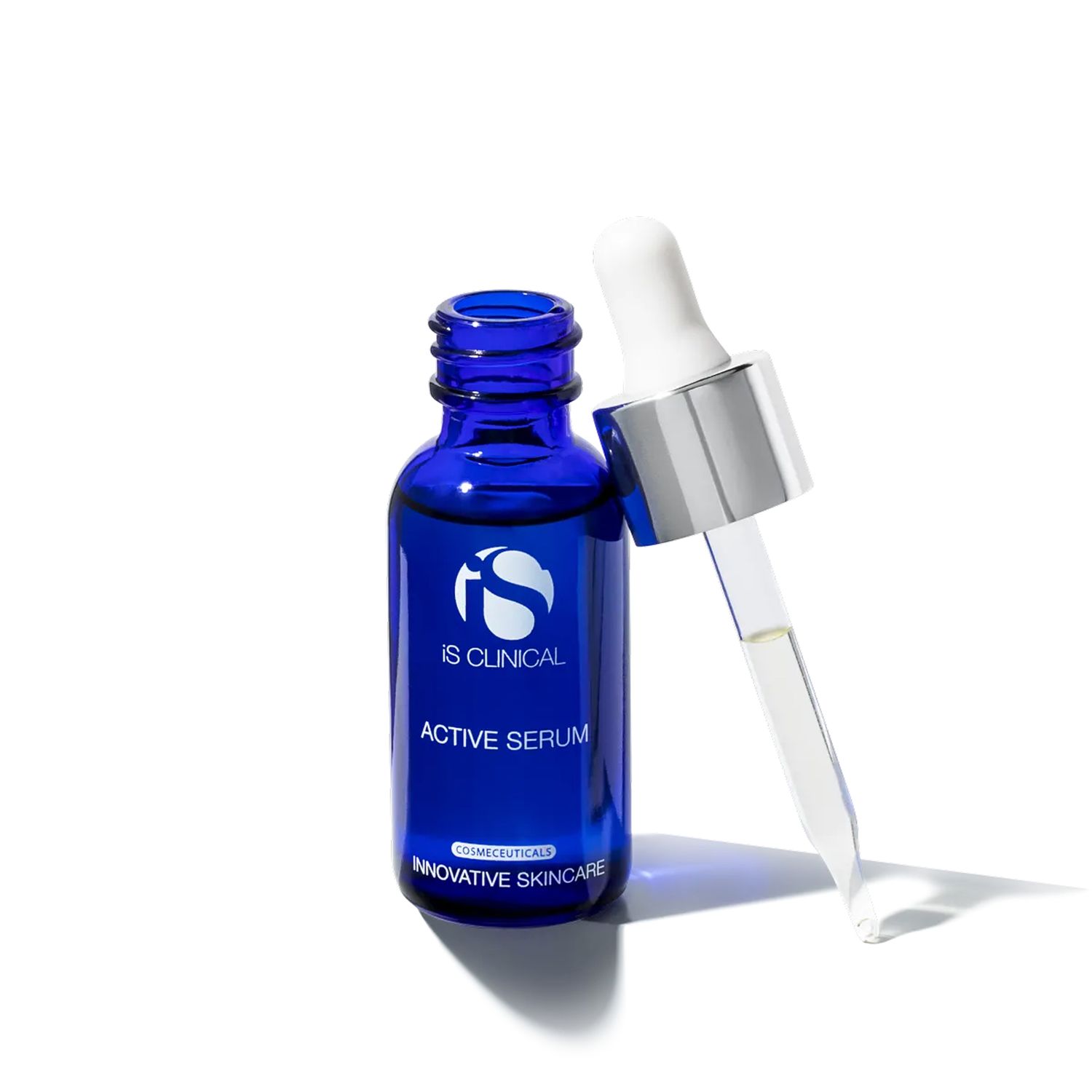 Blue bottle of iS Clinical Active Serum.