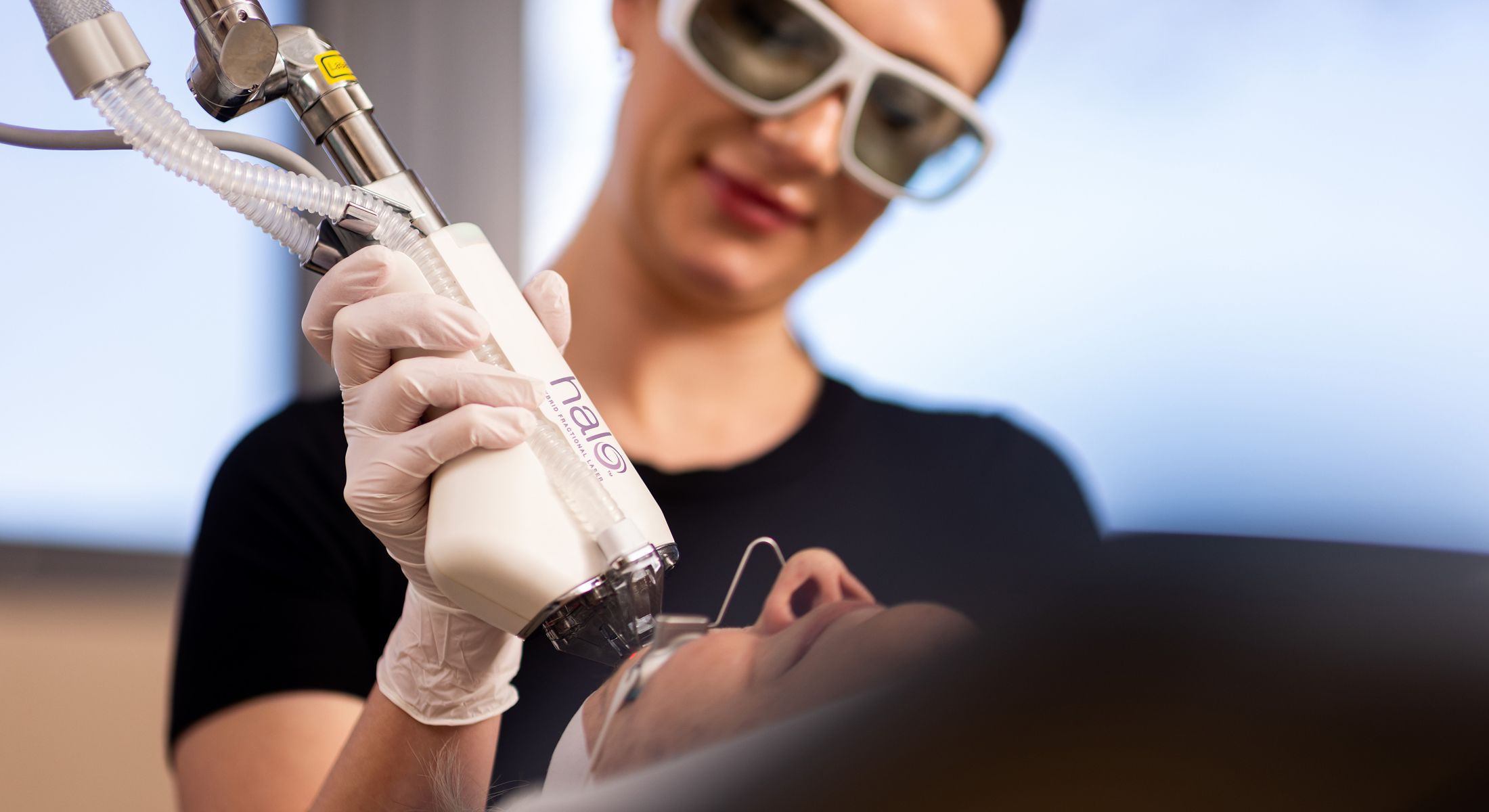 Laser treatment in a clinical setting.
