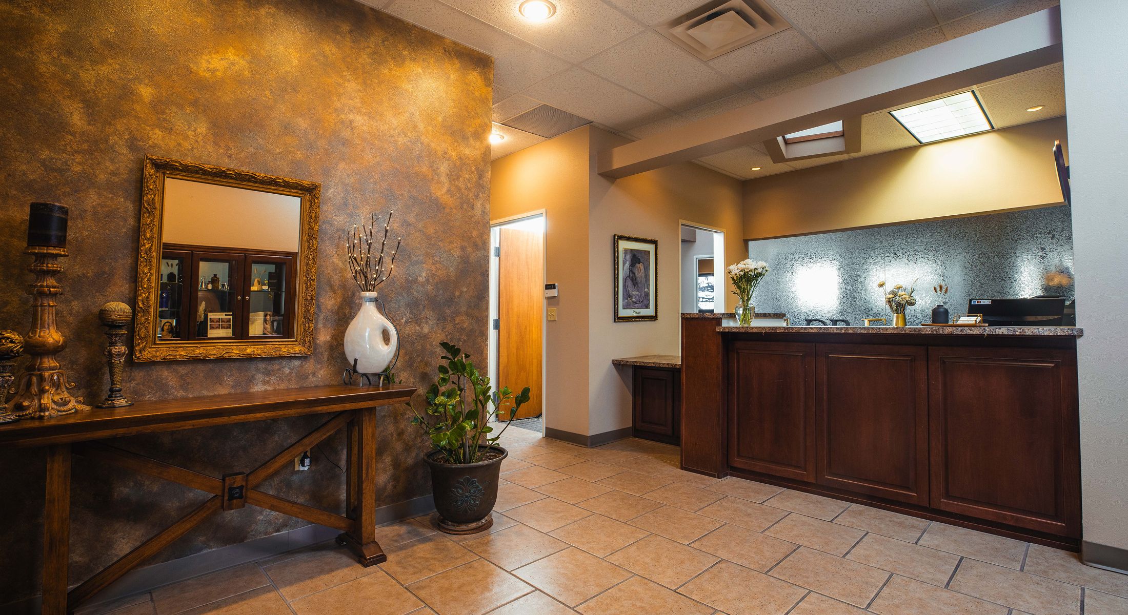 Welcoming reception area with stylish decor.